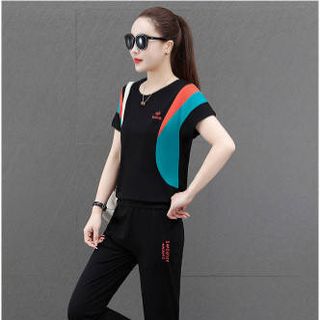 [CAO CẤP] Bộ đồ thể thao nữ cotton phối màu TT491