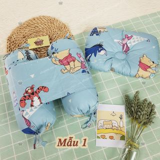 Bộ gối chặn sơ sinh cotton satin Hàn Quốc
