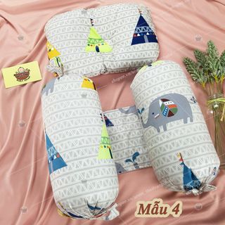 Bộ gối chặn sơ sinh cotton satin Hàn Quốc