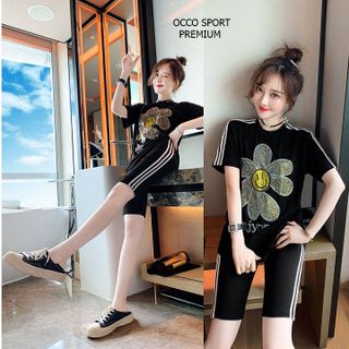 [CAO CẤP] Bộ thể thao đính đá hoa cúc TT498_HÀNG XUẤT NHẬT-HÀN