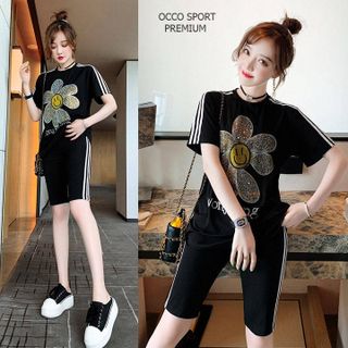 [CAO CẤP] Bộ thể thao đính đá hoa cúc TT498_HÀNG XUẤT NHẬT-HÀN