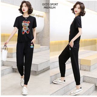 [CAO CẤP] Bộ đồ thể thao gấu đính đá TT500_HÀNG XUẤT NHẬT-HÀN