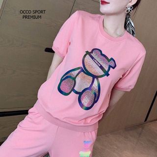 [CAO CẤP] Bộ đồ thể thao gấu đính đá TT500_HÀNG XUẤT NHẬT-HÀN