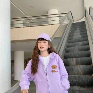 Áo khoác dây kéo nỉ PE GẤU BIBOo