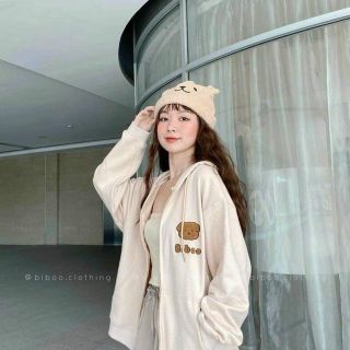 Áo khoác dây kéo nỉ PE GẤU BIBOo