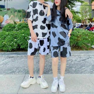 Đồ bộ in bò sữa chất cotton co giản thoáng mát