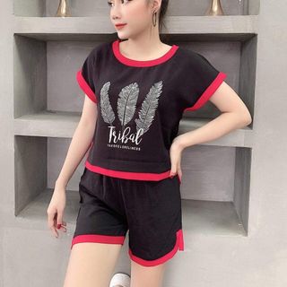 Bộ Đồ Quần Cộc Áo Cộc Đũi Hàng Cao Cấp Hoạ Tiết Chiếc Pá