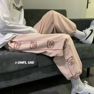 Quần jogger logo in không bong tróc chất thun 2 da mềm mịn