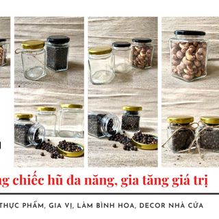 Hũ thuỷ tinh đựng mật ong gia vị hũ lục giác 500ml nắp thiếc