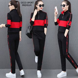 [CAO CẤP] Bộ đồ thể thao nữ phối màu sọc chữ TT509_HÀNG XUẤT NHẬT-HÀN