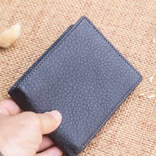 Ví Nam Chất liệu da bò hạt, màu đen 12x9,5cm bảo hành 2 năm