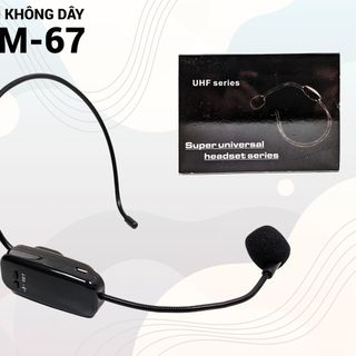 Micro đeo tai EM 67 - Micro thuyết trình trợ giảng không dây UHF - Đầu thu 6.5mm chuyên dùng cho loa mini, loa kéo, máy trợ giảng