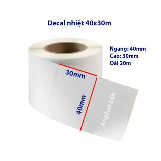 Giấy in mã vạch 1 tem 40x30mm dài 20m