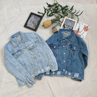 Áo khoác jean nữ kiểu rách lai thời trang chuyên sỉ jean 2KJean