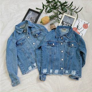 Áo khoác jean nữ kiểu rách lai thời trang chuyên sỉ jean 2KJean