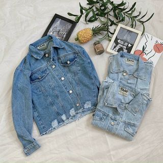 Áo khoác jean nữ kiểu rách lai thời trang chuyên sỉ jean 2KJean
