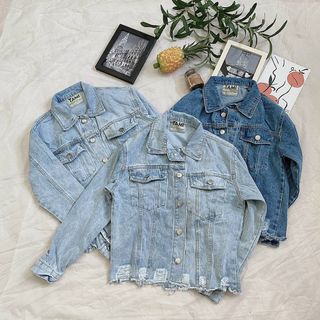 Áo khoác jean nữ kiểu rách lai thời trang chuyên sỉ jean 2KJean