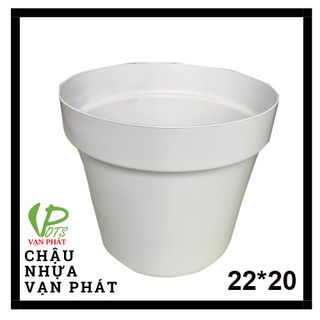 Chậu nhựa tròn hai tầng Vạn Phát trắng R22*c20 cm giá sỉ