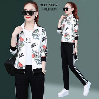 [CAO CẤP] Bộ đồ thể thao nữ họa tiết cổ đứng TT518_HÀNG XUẤT NHẬT-HÀN