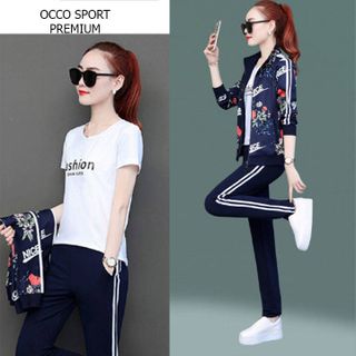 [CAO CẤP] Bộ đồ thể thao nữ họa tiết cổ đứng TT518_HÀNG XUẤT NHẬT-HÀN