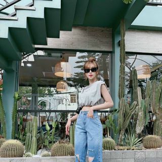 Quần baggy jean nữ rách gối kiểu MS 3325