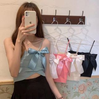 Áo 2 dây len kèm nơ riêng