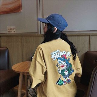 Áo thun cotton in cá mập dễ thương