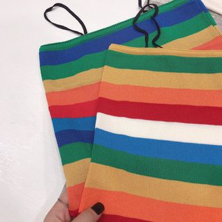 Áo 2 dây phối nhiều màu cầu vồng