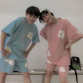 Đồ bộ in trứng chất cotton co giản thoáng mát