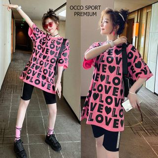 [CAO CẤP] Bộ đồ thể thao lửng chữ love TT499_HÀNG XUẤT NHẬT-HÀN
