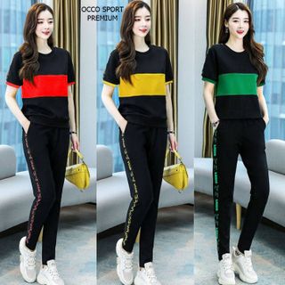 [CAO CẤP] Bộ đồ thể thao nữ cotton phối màu TT494_HÀNG XUẤT NHẬT-HÀN