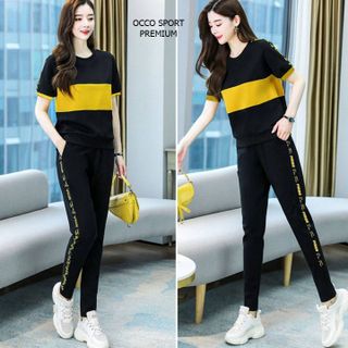 [CAO CẤP] Bộ đồ thể thao nữ cotton phối màu TT494_HÀNG XUẤT NHẬT-HÀN