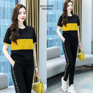 [CAO CẤP] Bộ đồ thể thao nữ cotton phối màu TT494_HÀNG XUẤT NHẬT-HÀN