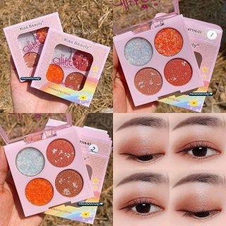 Phấn mắt nhũ kim tuyến 4 ô GLITTER KISS BEAUTY giá sỉ