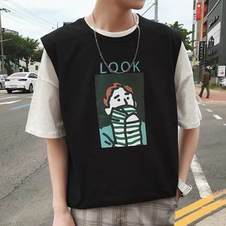 Áo thun ba lỗ cotton in hình người