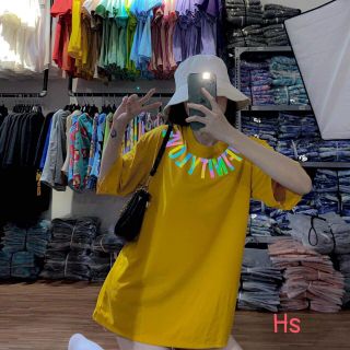 Áo thun phản quang 7 màu chữ trên cổ đep