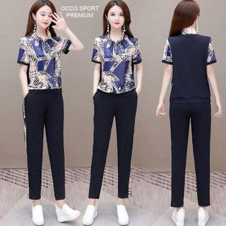 [CAO CẤP] Bộ đồ thể thao khóa lửng họa tiết sang chảnh TT523_HÀNG CHUẨN