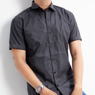 [size to 50-110kg] Áo sơ mi nam tay ngắn sọc trẻ trung