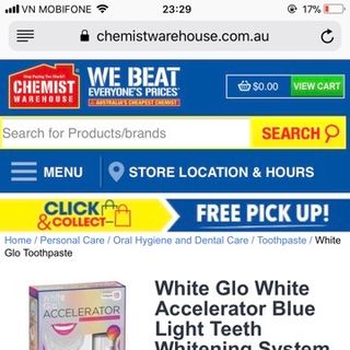 Set trắng răng White Glo Accelerator của Úc