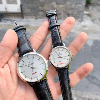 Đồng hồ cặp dây da nam nữ O,me,ga