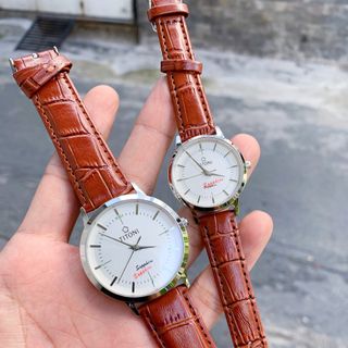 Đồng hồ cặp dây da nam nữ O,me,ga