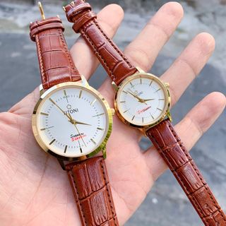 Đồng hồ cặp dây da nam nữ O,me,ga