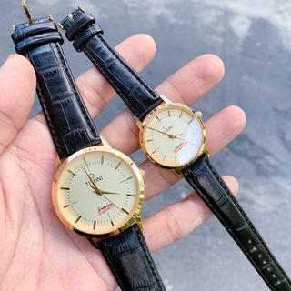 Đồng hồ cặp dây da nam nữ O,me,ga