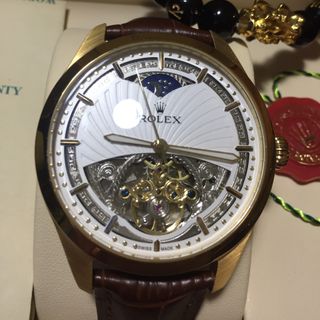 Đồng Hồ RL Nam Automatic Dây Da Mặt Lộ Máy Vàng 40mm