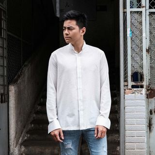 Áo sơ mi trắng nam form fit vải nhập Hàn Quốc đẹp xuất sắc (Hàng thiết kế - Zuhaus)