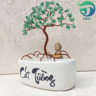 Cây Hoa Đá Thạch Anh Xanh Trung Tự Nhiên Qùa Tặng Từ Thiên Nhiên ( cao 26cm ngang 16cm ) giá sỉ