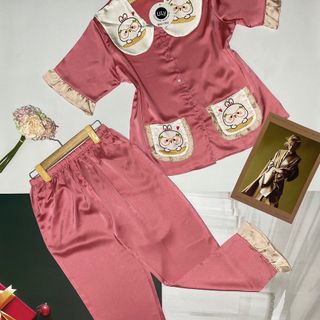 Đồ bộ nữ pijama Satin thỏ mắt kiếng Dài Cộc