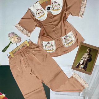 Đồ bộ nữ pijama Satin thỏ mắt kiếng Dài Cộc