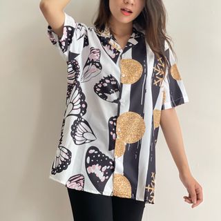 Áo sơ mi cổ vest nam nữ form rộng HOKO