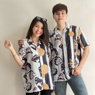 Áo sơ mi cổ vest nam nữ form rộng HOKO